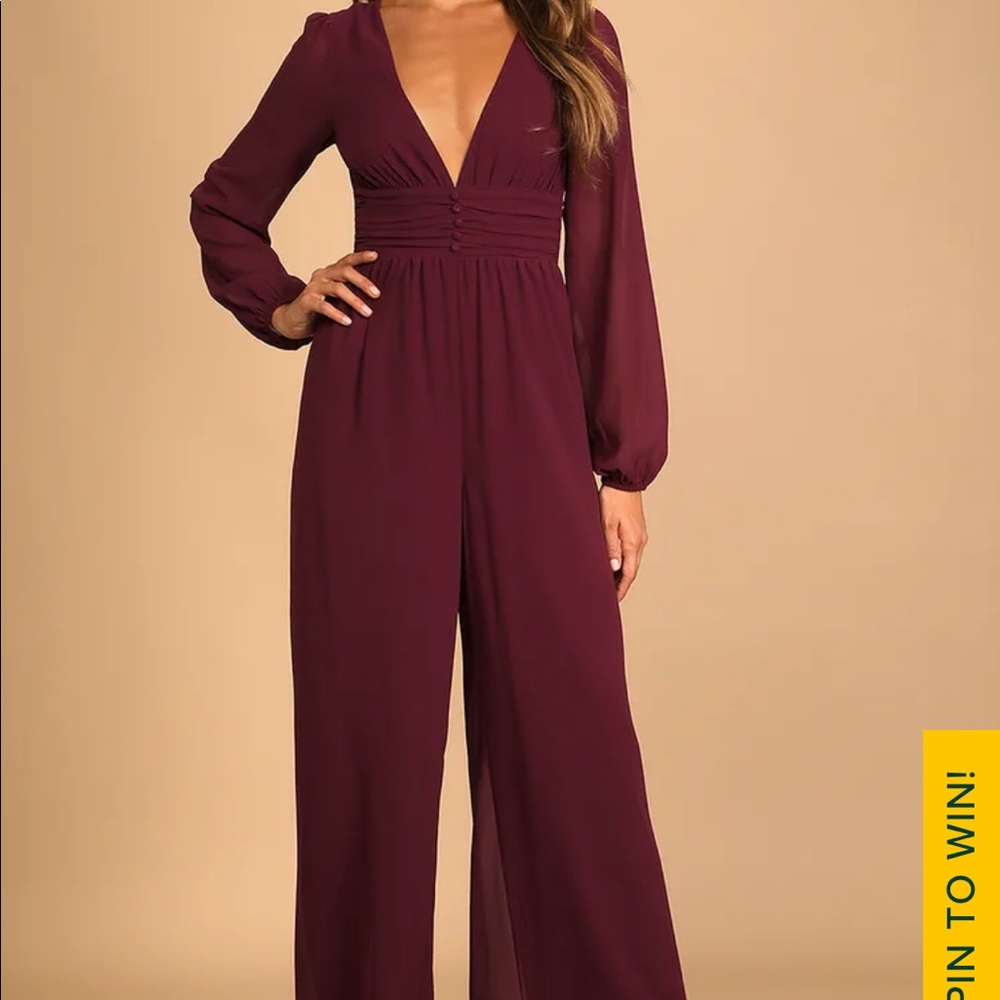 Lulu’s Divine Date Night Plum Purple Tie-Back Wide-Leg Jumpsuit